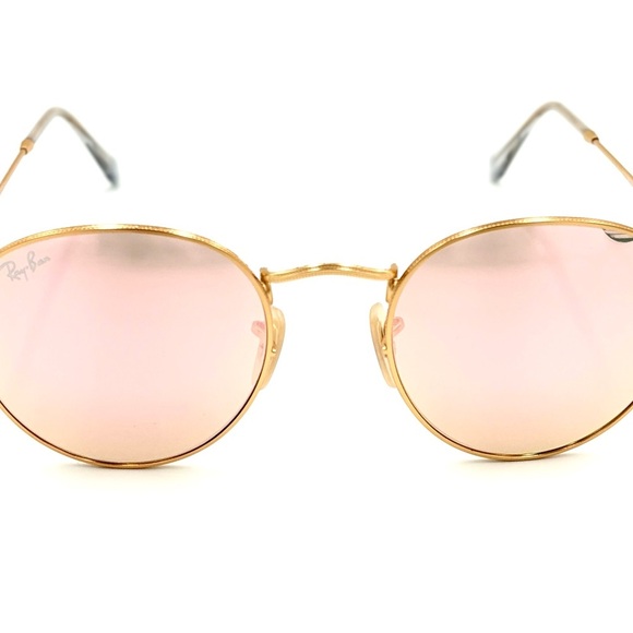 Ray-Ban Circle Pink Mirror Sunglasses RB3447 Gold Round Frame 001/Z2 50-21-145 - Picture 7 of 13